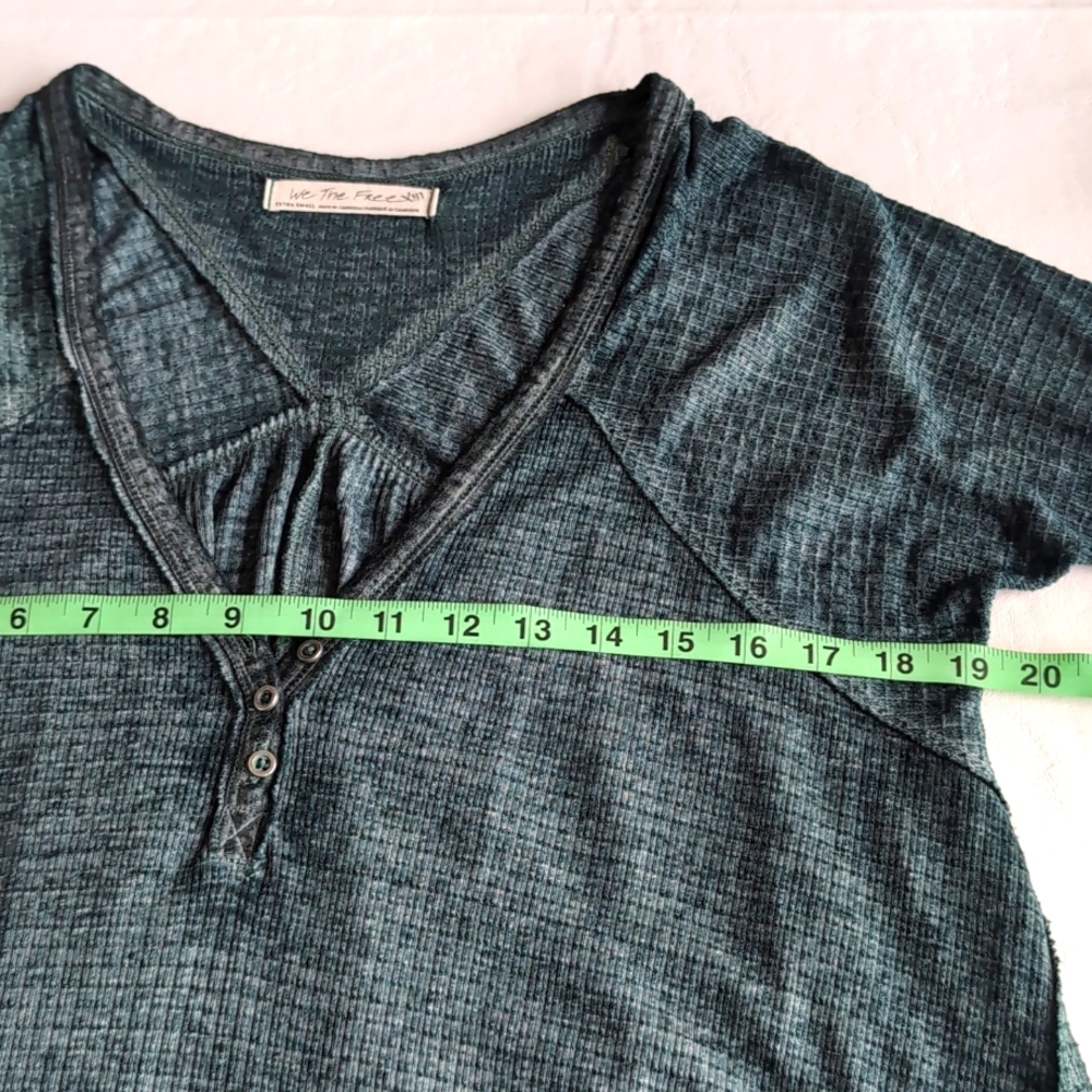 Free People Citrine Thermal Oversized Waffle Top In Vetiver Colorway Women's XS - Picture 6 of 11